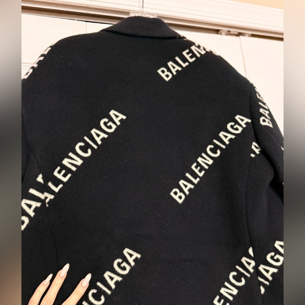 BRAND NEW Balenciaga Logo Limited Edition Jacquard Cashmere Coat New with Tags - Picture 8 of 14